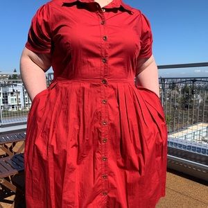 Eshakti Red Button Front Dress